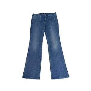 NYDJ Barbara Bootcut Jeans Stunning Medium Wash Patch Pockets Stretch Denim Pant